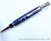 PARKER BLUE acrylic pen with RHODIUM handmade in Parker Duofold Style - ball point