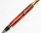 Parker Duofold Style Acrylic Pen HANDMADE in CARROT acrylic 10kt GOLD