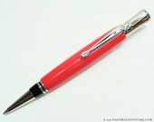 Handmade pen ROSE RED acrylic with Rhodium in Parker Duofold Style (ball point)