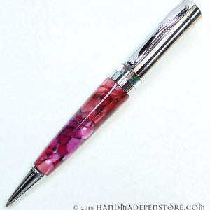 Handmade ballpoint Kaleidoscope pen - HAWAIIAN NIGHTS acrylic with CHROME