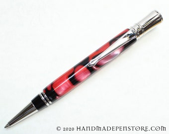 RED MAGMA acrylic and RHODIUM  Ball-Point Pen in Duofold Style