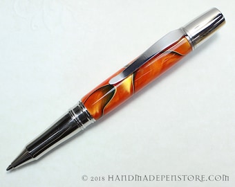 Handmade pen - ORANGE SPICE acrylic with Stainless Steel in Liberty Style