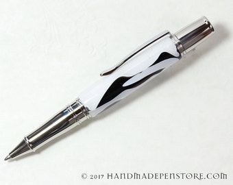 DALMATION Acrylic and Stainless Steel Handmade ballpoint pen in Liberty style