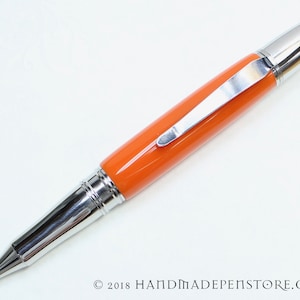 Handmade pen - MANDARIN ORANGE acrylic with Stainless Steel in Liberty Style