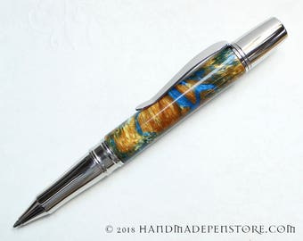 Handmade Acrylic pen - WORLDS COLLIDING acrylic with Stainless Steel in Liberty Style