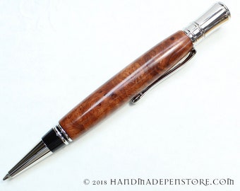 Handmade PARKER STYLE pen: Amboyna Burled Wood with Rhodium