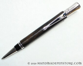 Handmade PARKER STYLE pen: ZIRICOTE Wood with Rhodium