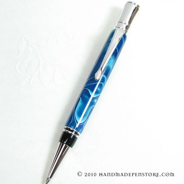 Handmade Pen in the Parker Duofold Style - CARIBBEAN CRUISE ACRYLIC and Rhodium