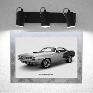 1971 PLYMOUTH CUDA HEMI | Print On Metal | Amazing Look | Wood Frame | Handmade | Perfect Gift | Muscle Car | 10*14 inches
