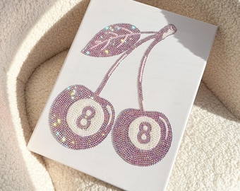 Kit DIY Diamond Painting - 8 boules Cerise sur toile avec strass 30 x 40 cm