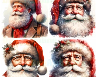 Vintage Santa Claus Watercolor Clipart: 27 Festive JPG Images (Digital Download)