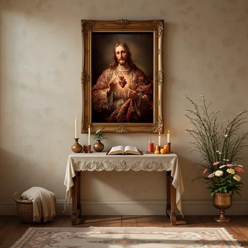 Sacred Heart of Jesus Christ Wall Art – Traditional Catholic Painting ...