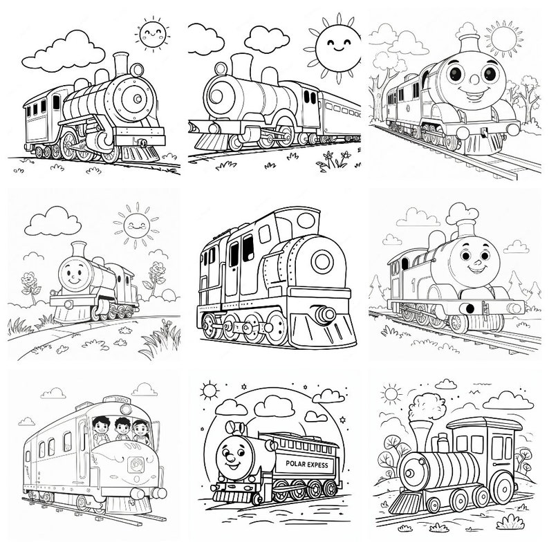 60 Cute Trains Coloring Book | Coloring Pages for Kids and Adults ...