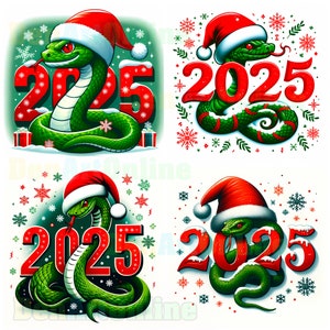 Cobra de Natal 2025 Ano Novo, Ano da Cobra 2025, 14 imagens JPG, Imagens de Feliz Ano Novo 2025, Clipart de Natal Scrapbooks Foto digital
