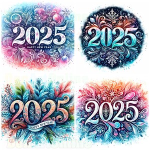 Happy New Year 2025 Clipart, inscription aquarelle 2025, Happy New Year Photo, Téléchargement numérique, Créations en papier, Carnets indésirables, Utilisation commerciale