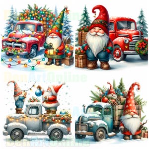Christmas Gnome and truck clipart bundle, Christmas clipart, Winter gnome 14 JPG graphics, Christmas sublimation, holiday gnomes, digital