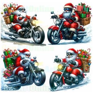 Motocicleta navideña, Papá Noel en motocicleta 33 JPG, clipart de Papá Noel motociclista, amante de las motocicletas, motociclista, Papá Noel genial, Papá Noel en Harley