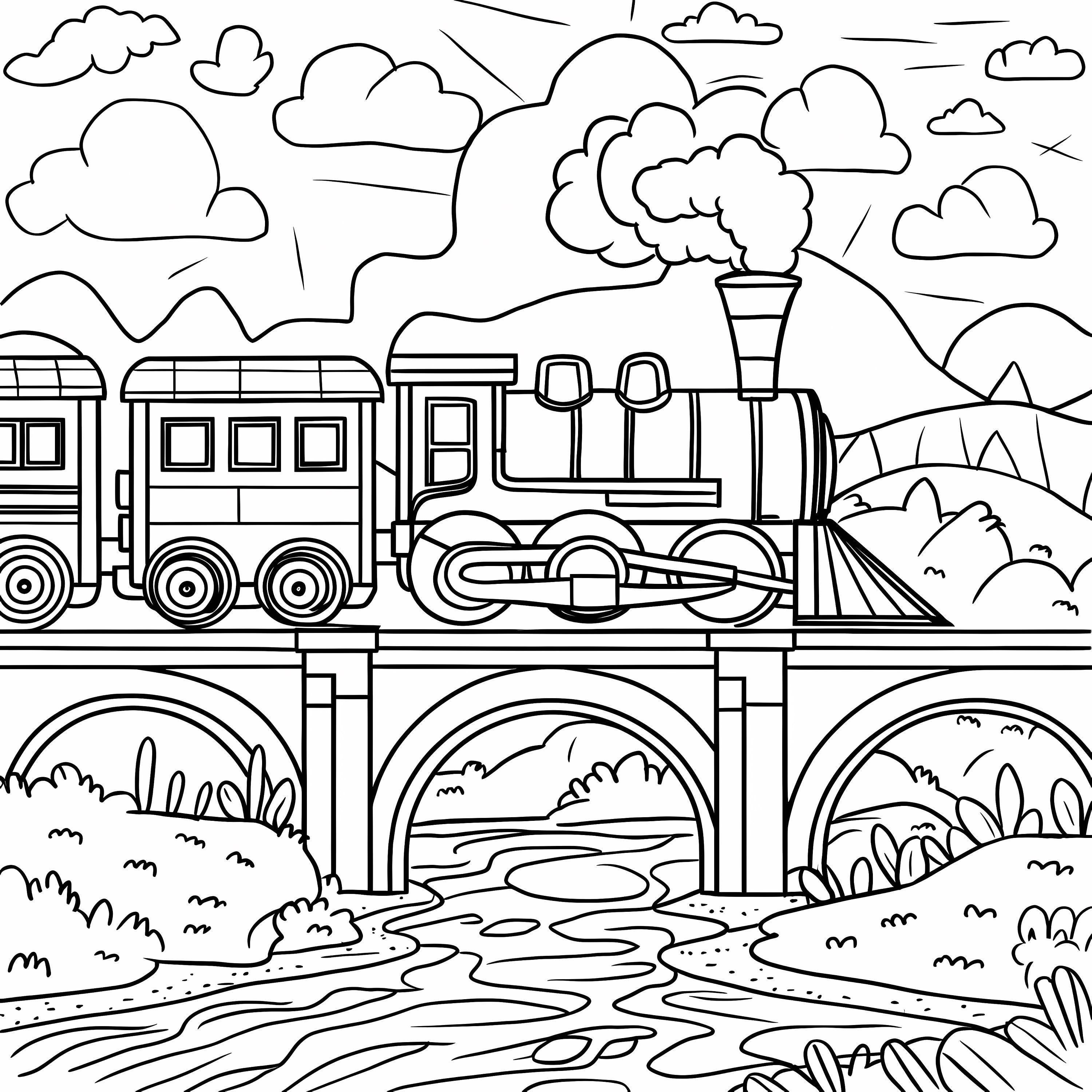 子供向け電車ぬりえ：蒸気機関車80ページ（デジタルダウンロード