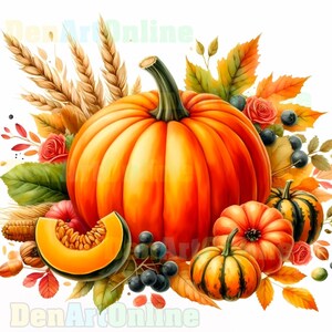 Belle citrouille clipart, 20 fichiers JPEG haute qualité, citrouille d'Halloween, automne douillet, automne douillet, citrouille d'automne, usage commercial