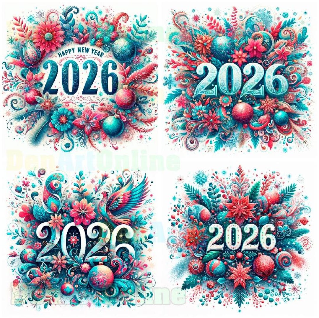 Happy New Year 水彩画 2025年 Sho Happy New Year 2025 Watercolor Clipart: Festive Digital Art