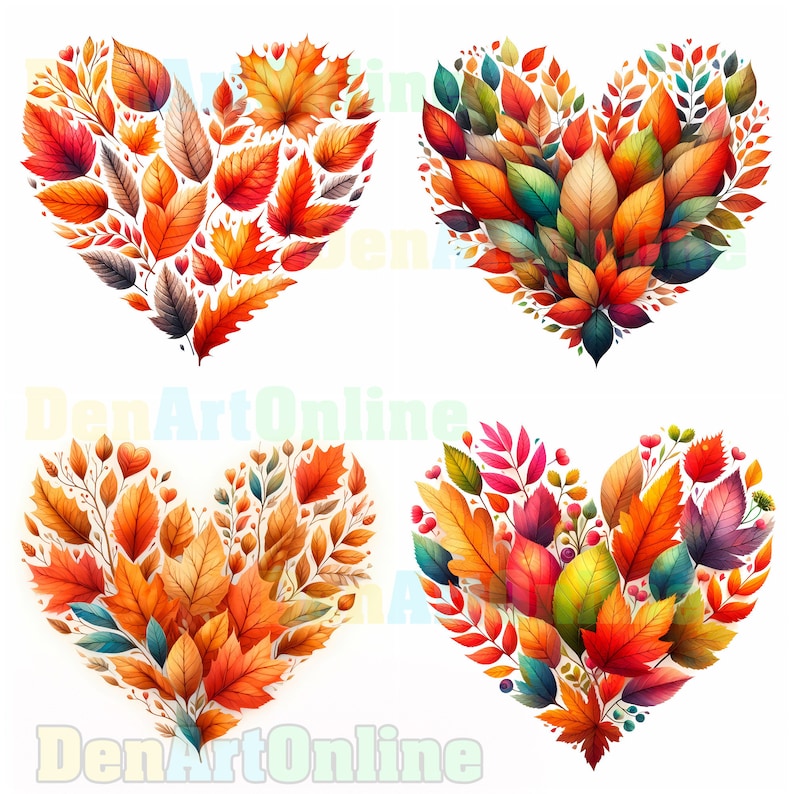 Fall Color Heart Images Autumn Leaves Heart Clipart: Fall Colors JPEG (digital Download) - Etsy