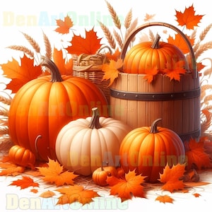 24 pompoen clipart herfst, herfsttaferelen, gezellige herfst clipart, herfst herfst graphics, Halloween pompoen, mooie pompoenen, herfstoogst