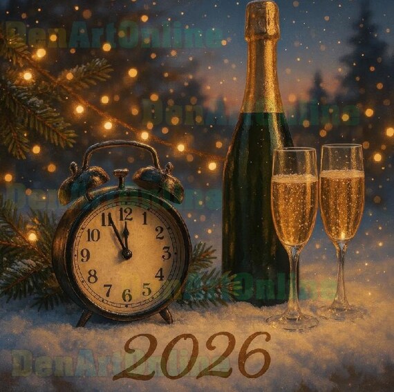 Happy New Year 2026 Clipart: High-resolution JPG Images (digital