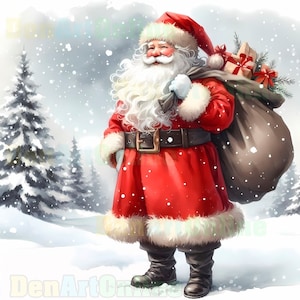21 imagens Papai Noel, Papai Noel festivo, Arte de feriado, JPG de alta qualidade, Download digital, Scrapbooking, Criação de cartões de diário, Uso comercial