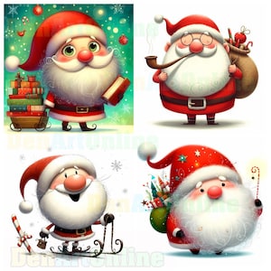 Pacote de clipart peculiar do Papai Noel 36 JPG, Natal peculiar, arte peculiar do Papai Noel, imagem digital do Papai Noel, Papai Noel caprichoso, Papai Noel engraçado