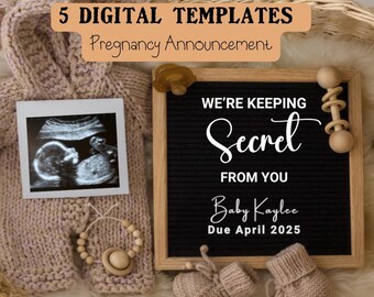 Digital Pregnancy Announcement: Letter Board Template, Ultrasound (DIY)