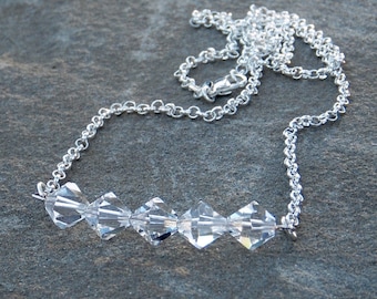 Swarovski Crystal Necklace - Bridal, Bridesmaids Necklace, Weddings, Minimalist, Handmade Jewelry - FREE SHIPPING in USA
