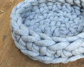 Cat Bed - Chunky Knit Cat Bed, Crochet Cat Bed, Grey Cat Bed - Gray Cat Bed