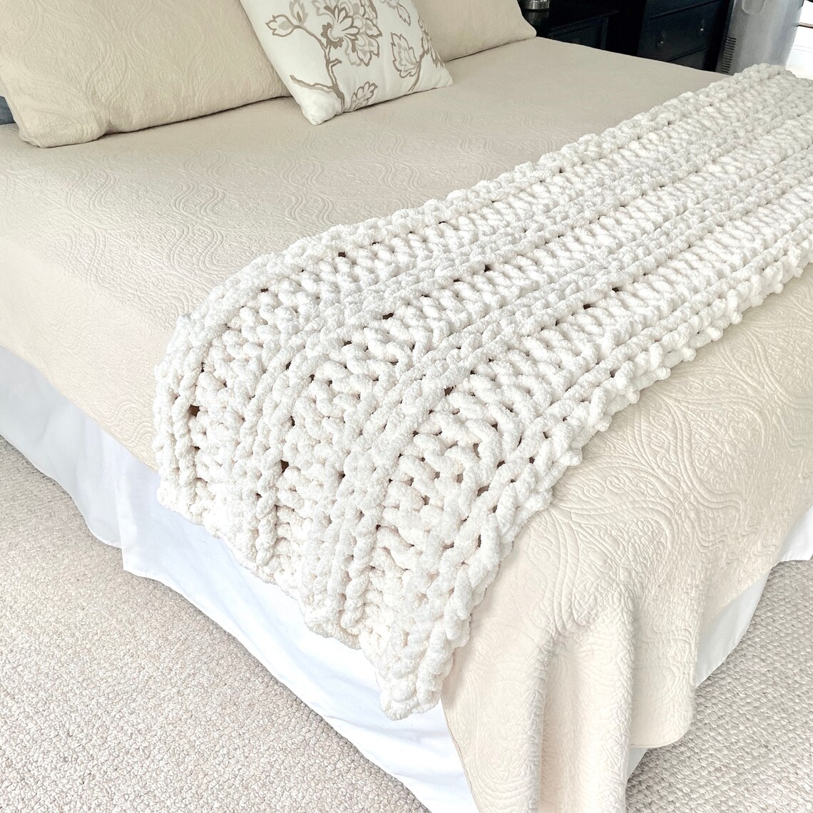 Bed Runner Bed Scarf Chunky Knit Etsy