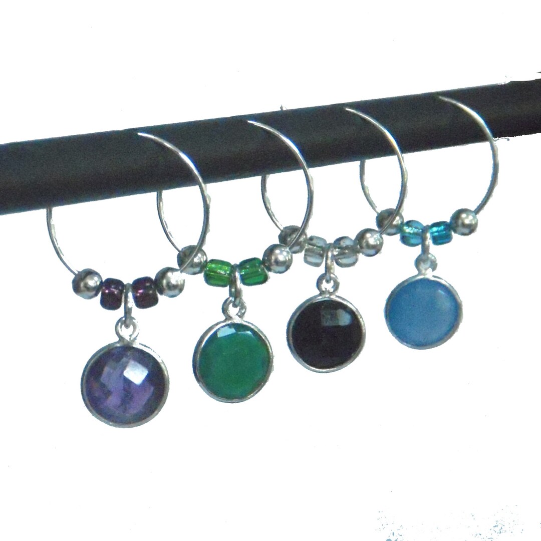 Wine Glass Charms Gemstone Wine Charms Set of 4 Wine Etsy