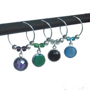 Wine Charms - Gemstone Wine Glass Charms - Set of 4 - Wine Lover Gift - Wine Accessories - Great Mother&#39;s Day Gift