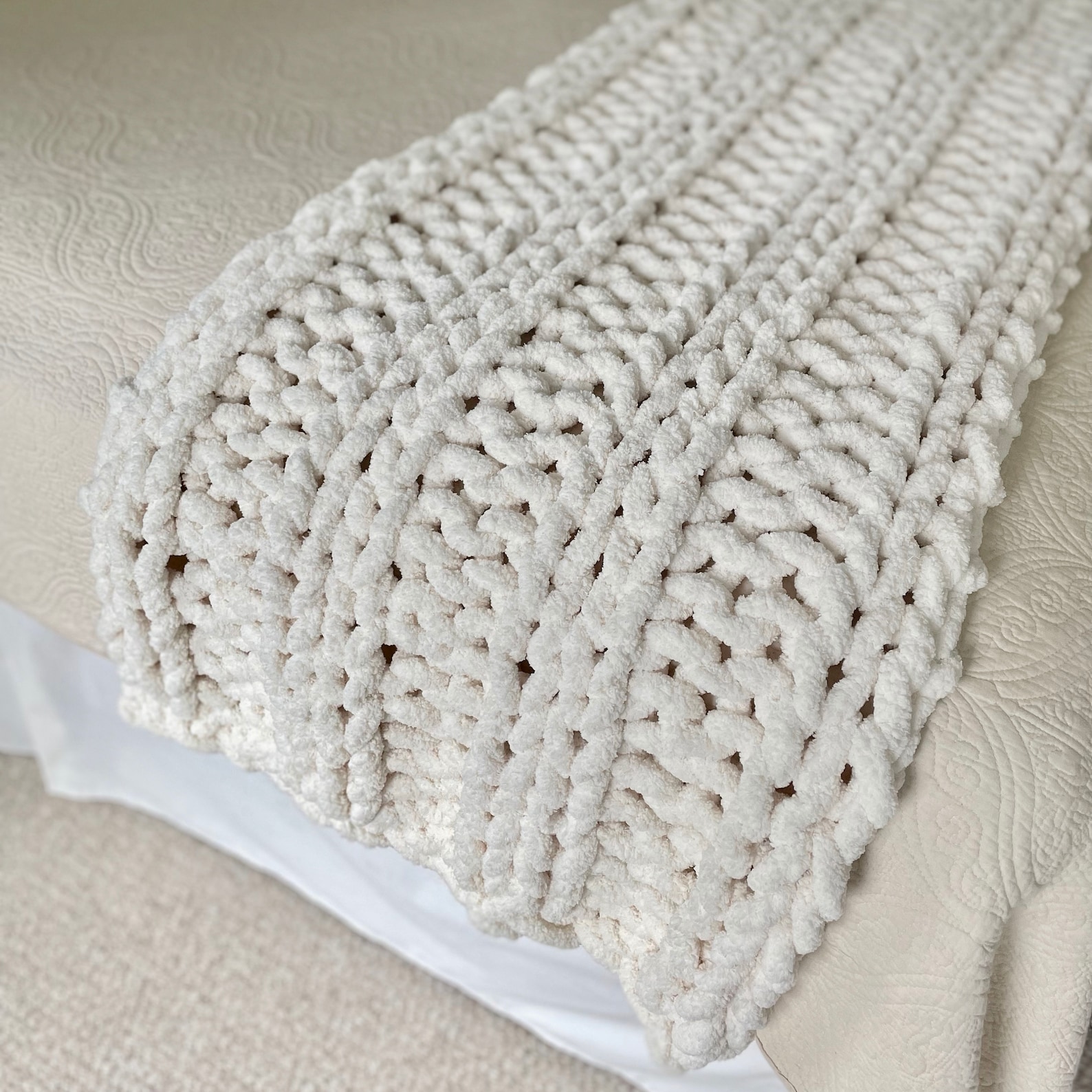 Bed Runner Bed Scarf Chunky Knit Etsy