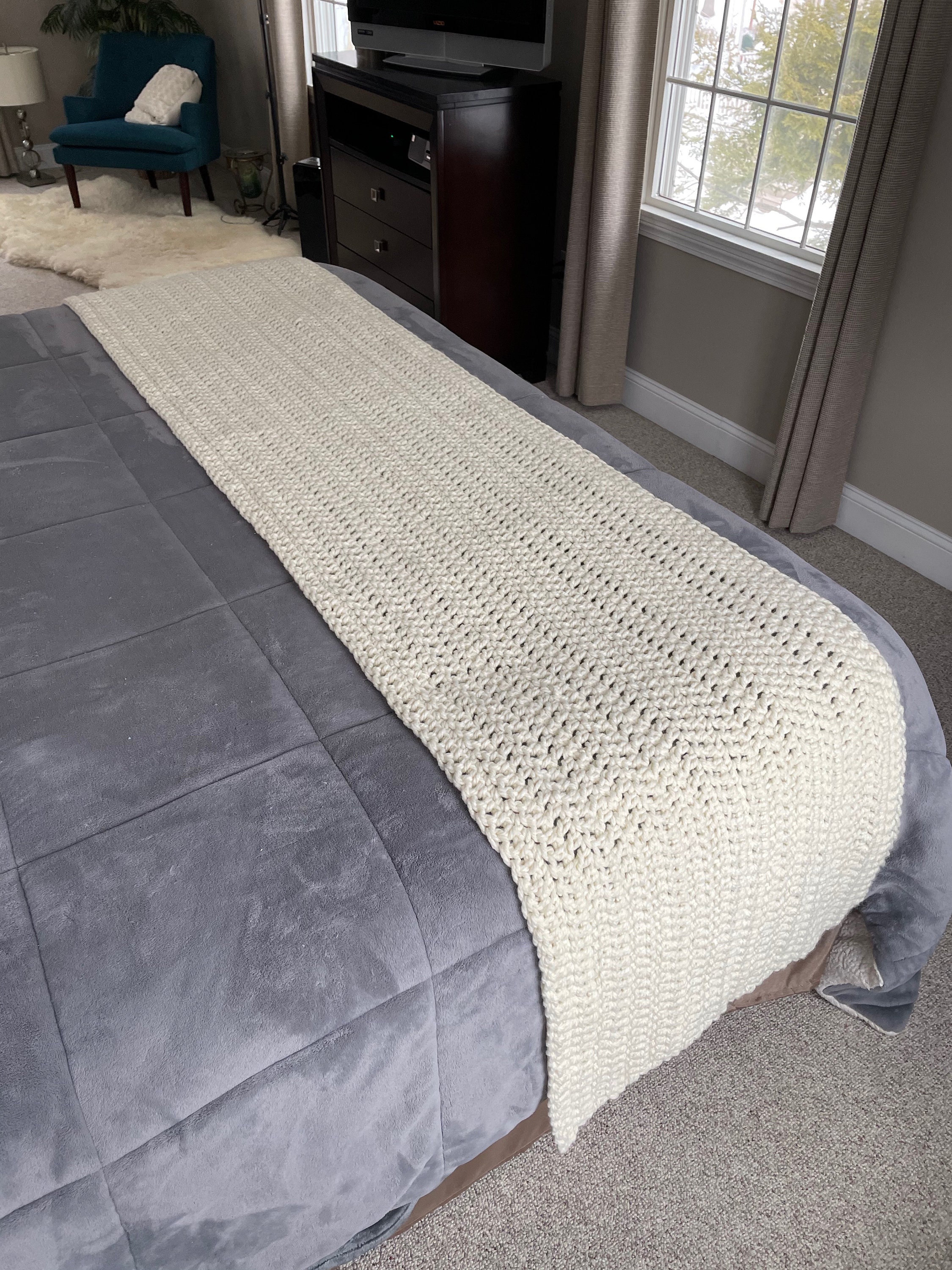 Bed Runner Fits the end of a King Size Bed Chunky Knit Etsy