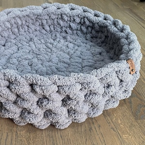 Cat Bed - Chunky Knit Cat Bed - Grey Cat Bed