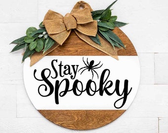 Stay Spooky VINYL DECAL halloween decor, front door, window, craft sign decals, car window sticker, Spider decal,