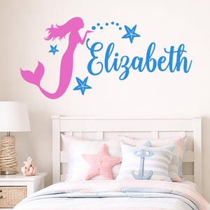 Custom Mermaid Name Wall Decal, Nautical Nursery Decor