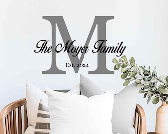 Custom Family Name Wall Decal, Customized Monogram Decal Family Name with Established Date,  Family Sign Sticker, personalized Wedding Decal