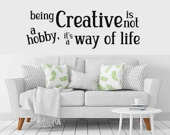 Craft Room Wall Decal, Creative Decal, Hobby Room Decor, Sewing Quilting Vinyl Wall Decal, Gift for Mom Dad Crafters Artist Wall Decor