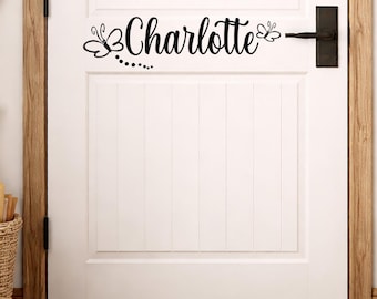 Personalized Name Decal, Girl's Room Butterfly Decor