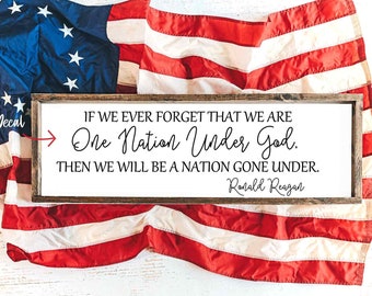 Americana Home Decor Vinyl Wall Decal, Patriotic Vinyl sticker Sign Lettering, Business Office Window Decal Glass Door Ronald Reagan Quote