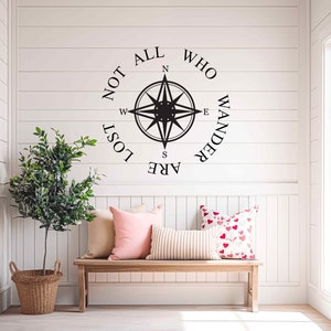 Compass Vinyl Decal, Not All Who Wander Are Lost, RV Camping Decor