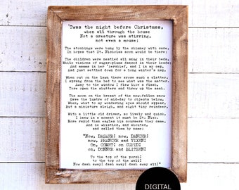 Twas the Night Before Christmas Printable, Farmhouse Holiday Wall Decor (Digital Download)