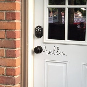 Hello Front Door Vinyl Decal, Welcome Door Sign