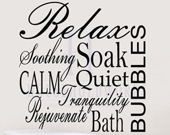 Bathroom Wall Decal, Massage Therapist Wall Decor, Spa Vinyl Decal, Spa wall art Decorations, Bathroom Wall Decals, Relax, Mindfulness Decal