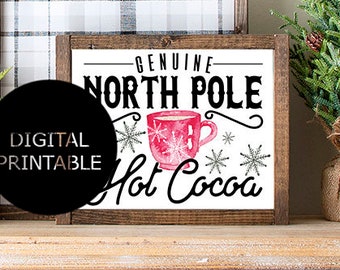Hot Cocoa Bar Christmas Sign: Farmhouse Printable Wall Art (Digital Download)