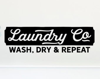 Décalcomanie murale en vinyle pour salle de lavage, répétitions lavage à sec